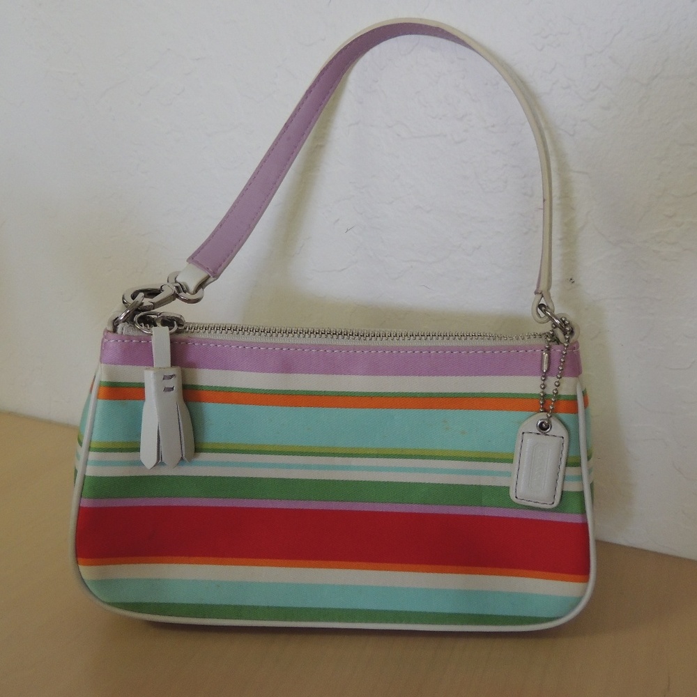 Coach White and Multicolored Small Shoulder Bag